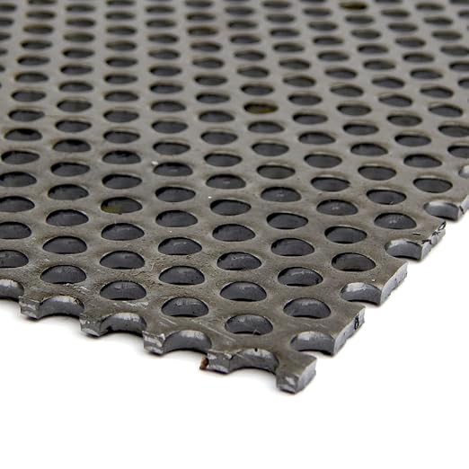 OnlineMetals A36 Carbon Steel Perforated Sheet, Unpolished (Mill) Finish, Hot Rolled, Staggered 0.25" Holes, ASTM A36, 0.12" Thickness, 11 Gauge, 12" Width, 12" Length, 0.375" Center to Center