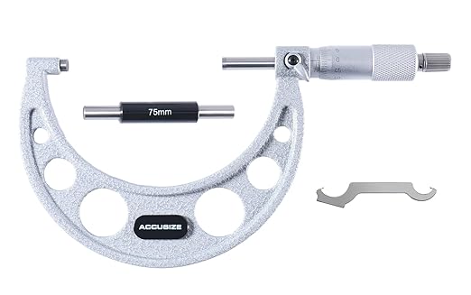 Accusize Industrial Tools 75-100mm by 0.01mm Ultra-Precision Outside Micrometer, EG00-0100