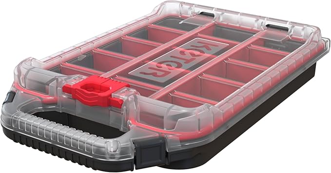 Keter Stack-n-Roll Modular Tools Organizer for Garage Storage and DIY, 4 Piece Resin Rolling Tool Box System for Small Parts, Black