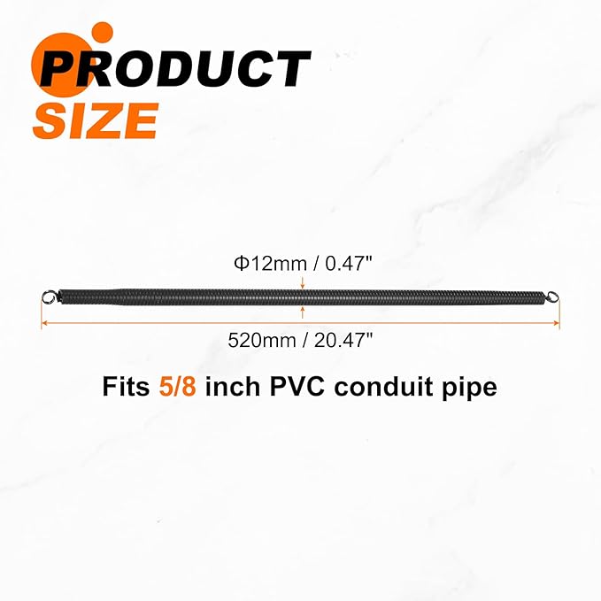 HARFINGTON PVC Spring Tube Bender 12mm OD 520mm Long A Type Conduit Pipe Bender Bending Spring for Pipe Bending Devices in Home Hydropower, Black