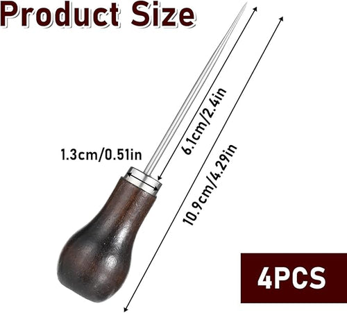 10 PCS Awl Tool Set Scratch Awl for Leather Punch Hole Wooden Handle Scratch Awl Sewing Leather Craft or DIY Handmade Pin Punching Needles, Gourd Shape
