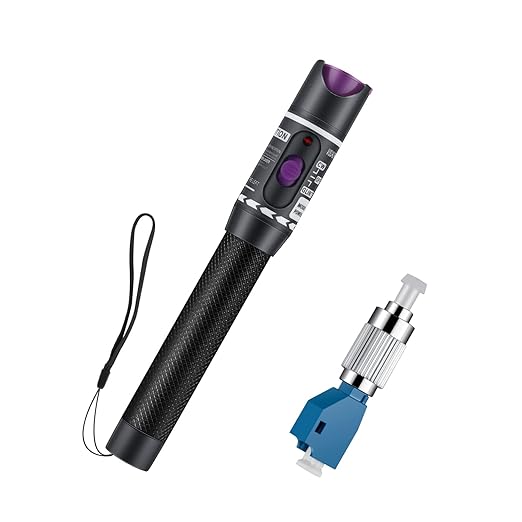 Moocci Visual Fault Locator - VFL Fiber Optic Cable Tester Meter Kit with FC Male to LC Female Adapter - Fiber Optic Tools Source Tester Detector for LC/FC/SC/ST, Network Cable Test
