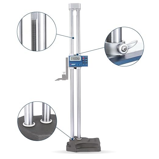 Dasqua 24"/600mm Double Beam Digital Height Gauge with Feed Wheel, Heavy Duty Cast Iron Base with Carbide-Tipped Scriber, Accuracy: ±0.0019"/0.05mm, Resolution 0.001"/0.01mm