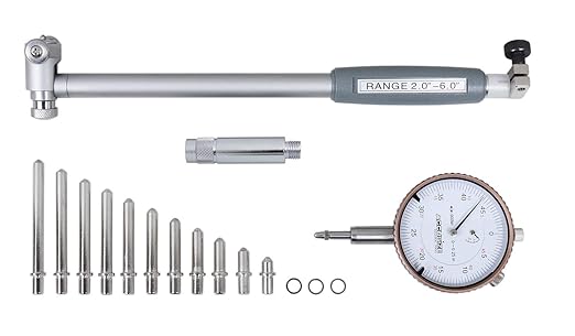 Accusize Industrial Tools 2-6'' by 0.0005'' Dial Bore Gage, Stem Length 6'', Ee20-5006