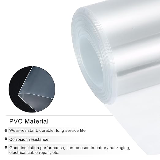 MECCANIXITY Battery Wrap PVC Heat Shrink Tubing 50mm Dia 80mm Flat 33 Feet(10meters) Clear Good Insulation for Battery Pack