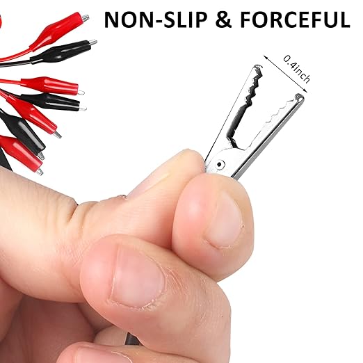 4 Groups 1M Alligator Clips Electrical, Insulated Test Leads with Alligator Clips, Stamping Double-Ended Jumper Wires for Electrical Testing, Circuit Connection, Experiment (Red & Black)