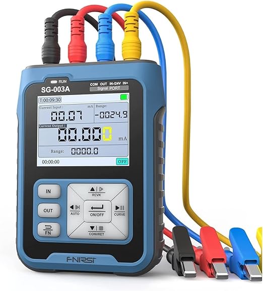 FNIRSI SG-003A Signal Generator - 0-24mA 0-24V Current Voltage Adjustable Analog Simulator, Preset Value, Real-time Curve, Historical Record, Multiple Signal Programmable Function Generator