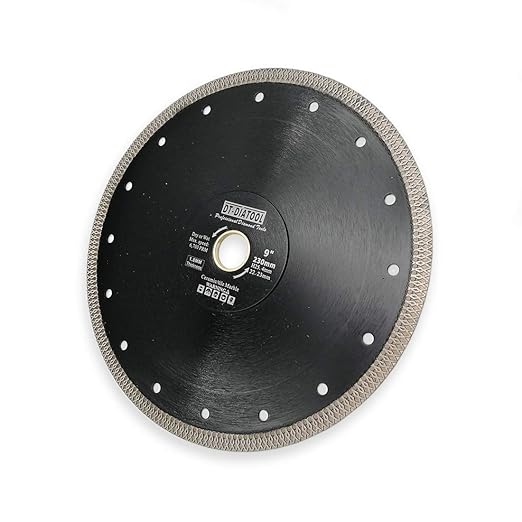 DT-DIATOOL Diamond Tile Blade 9 Inch Diamond Turbo X Mesh Rim Segement Circular Saw Blade for Procelain Ceramic Stoneware Marble Granite Fits 5/8"-7/8" Arbor