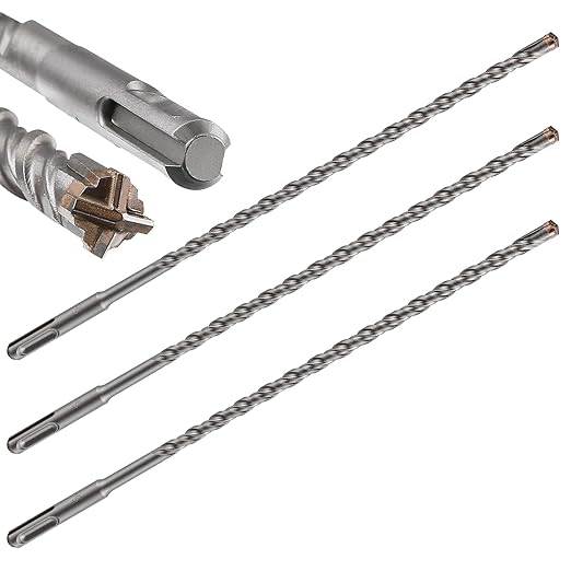 Concrete Drill Bit 3pcs 5/16" X 10"-8" Cross-Type Double Thread Carbide Material Suitable for Concrete, Brick, Cement Walls, Stone