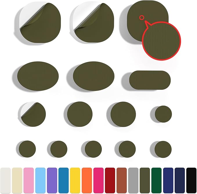 45PCS Nylon Repair Patch Self-Adhesive Pre-Cut Fabric Patch Down Jacket Repair Patches for Puffer Jackets Tenacious Tape Polyester Waterproof Lightweight Tent Repair Patch for Clothes Bag(Army Green)