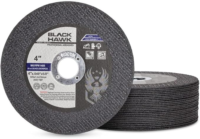 BHA Metal and Stainless Steel Thin Cut Off Wheels for Angle Grinders, 4” x .040” x 5/8” - 25 Pack