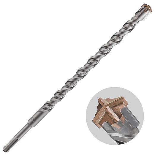 Concrete Drill Bit - 1pcs 5/8" X 12"-10" Cross-Type Double Thread Carbide Material Suitable for Brick, Cement Walls, Stone, Extra Long Hammer Drill Bits