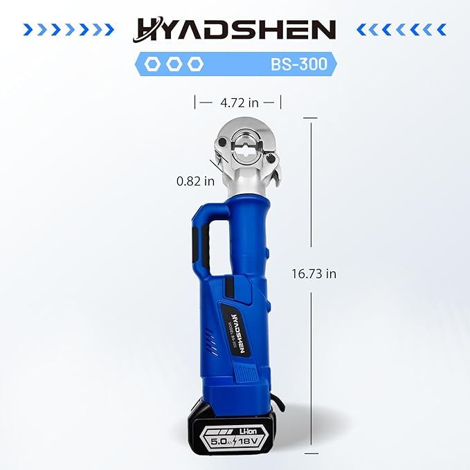 Electric Hydraulic Cable Lug Crimper Pliers,Rechargeable Crimping Tool,Straight-handled electric hydraulic pliers,6 Ton Electrical Terminal Cable Wire Fiber Crimper Kit with 11 Dies, 6 AWG to 600 MCM