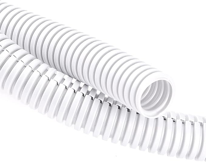 ZhiYo 20FT 1/4” Wire Loom Split Tubing Auto Wire Conduit Flexible Cover | High Temperature Heat Resistant -40F to 257F | Plastic Cover for Electrical Wires & Cables, White