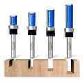 CSOOM 4PCS Professional Pattern Flush Trim Router Bits Set, 1/4” Shank Carbide Top Bearing Flush Trim Router Bits,Cutting diameters of 25/64", 3/4", 1", 1-1/2"