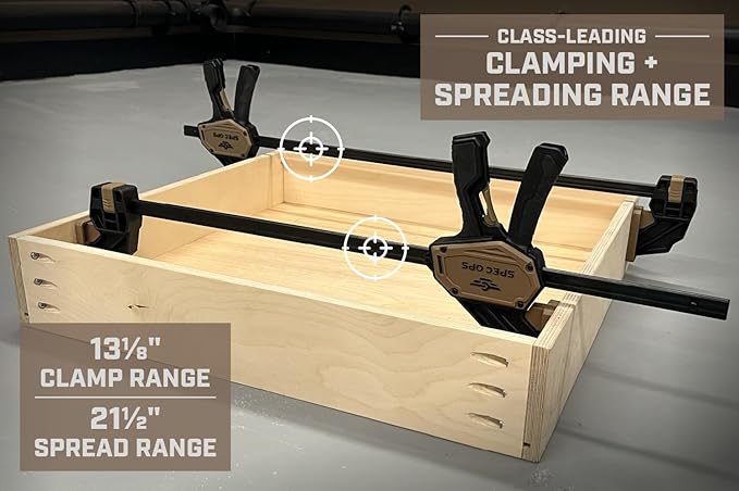 Spec Ops Trigger Clamp for Woodworking 13" Large One-Handed Bar Clamp/Spreader Heavy Duty 330 Lbs. 2-Pack