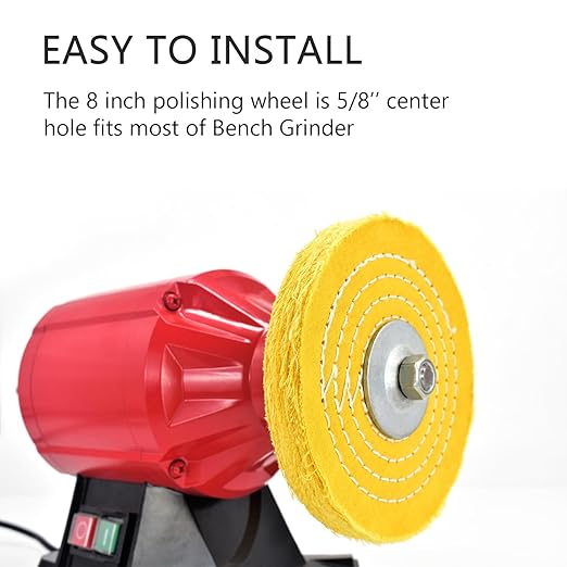 SCOTTCHEN Polishing Wheel for Bench Grinder Buffing Wheel 8 inch White (70 Ply) & Yellow (42 Ply) for Buffer Polisher with 5/8 Inch Arbor Hole 2 PCS