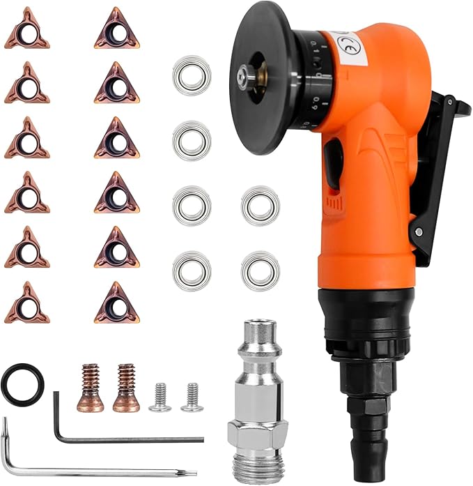 Pneumatic Chamfering Tool, Mini Chamfering Deburring Tool For Metal Beveling Machine Pneumatic Edge Beveler for Metal Trimming, Arc Corner Deburring Linear Beveling Trimming (Orange)