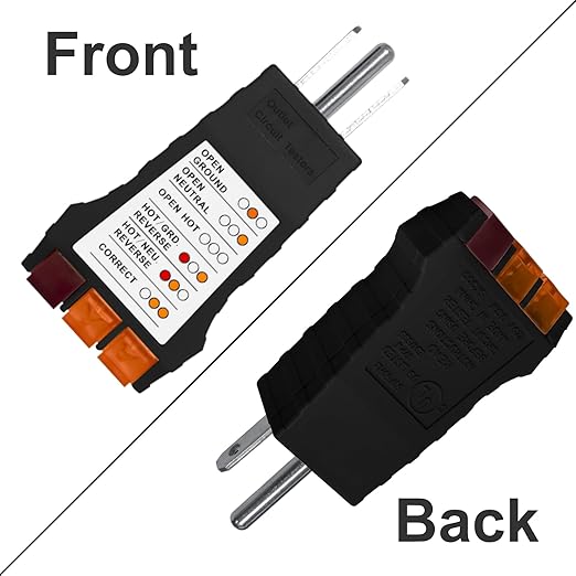 Outlet Tester, Circuit Tester for Grounding Products, AC Electrical Receptacle Tester for North American Outlets, Black