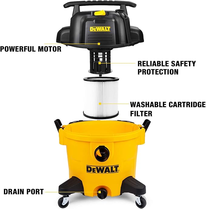 DEWALT DXV10P 10 Gallon Poly Wet Dry Vacuum Yellow