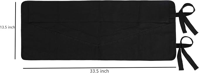 Tool Bag, Heavy Duty Waxed Canvas Wrench Tool Roll Up Pouch, Multi-Purpose Small Hand Tools Organizer Holder with 24 Pockets (Black)