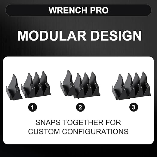 80 Pcs Modular Wrench Organizer - Tool Magnetic Customizable Wrench Holder for Tool Box Widget,Wrench Rack for Tool Drawer Storage,Extension Cord Holder Organizer Inksilvereye (Black)