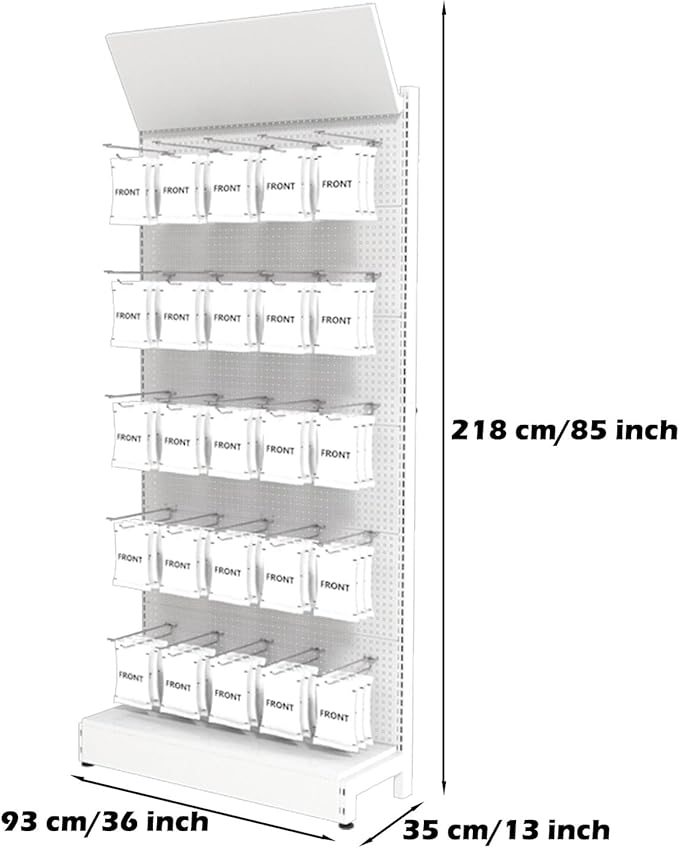 Metal Pegboard Panels - Peg Board Shelving with 30 Hooks,85x36x13 in,Portable Peg Board Organizer for DIY, Kitchen Decoration,Mobile Phone Shop/White