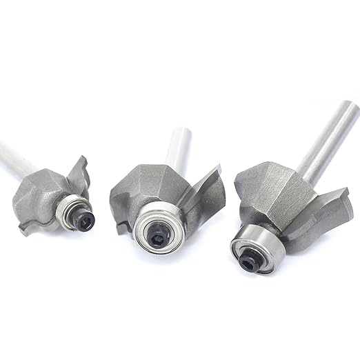 3Pcs Roman Ogee Router Bit Set,1/4" Shank,Bearing Guided Decorative Edge Bits Double Radius 5/32",3/16",7/32" Edging Cutter for Wood Profiling,Routing,Molding