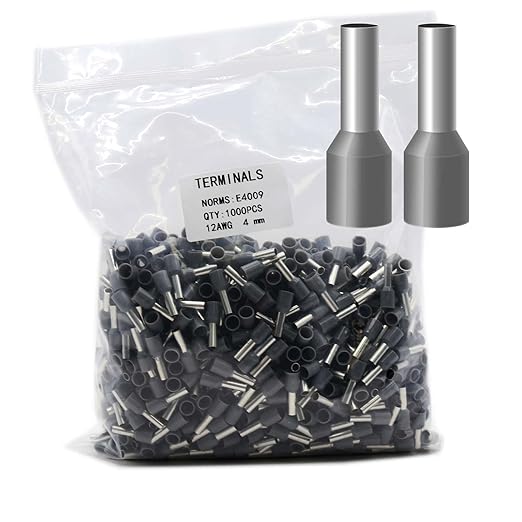 Fidioto Grey 1000pcs AWG12 Wire Ferrules Terminals Kit, Terminal Connector Wire Insulated Cord Pin Ends Terminals for Electric, Industrial, Chemical Industry, Power Control System, etc.