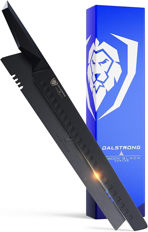 Dalstrong Slicing Knife - 12 inch - Shadow Black Series - Black Titanium Nitride Coated - High Carbon - 7CR17MOV-X Vacuum Treated Steel Carving Knife - Sheath - Kitchen Knife Slicer - NSF Certified