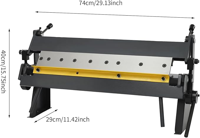 24" Pan and Box Brake, W-2420A Industrial Metal Bender &Sheet Metal Pan Blue with Removeable Fingers 0-135° Bending Precision