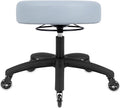 Chair Master 17" Round Vinyl Fabric Stool, Table Height, 360 deg Level Activation, Heavy Duty, Lab, Medical, Garage, Home, Spa, Cleanroom (Rubber Roller, Gray)