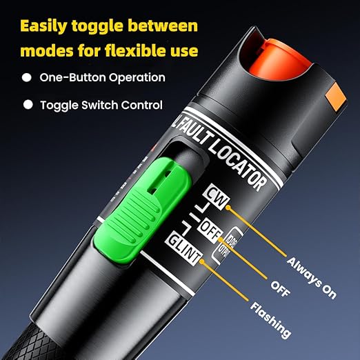 Visual Fault Locator,30KM Red Light Fiber Optic Cable Tester Meter, Cable Test Equipment Suitable with 2.5 mm Universal Connector FC Male to LC Female Adapter for CATV Telecommunications