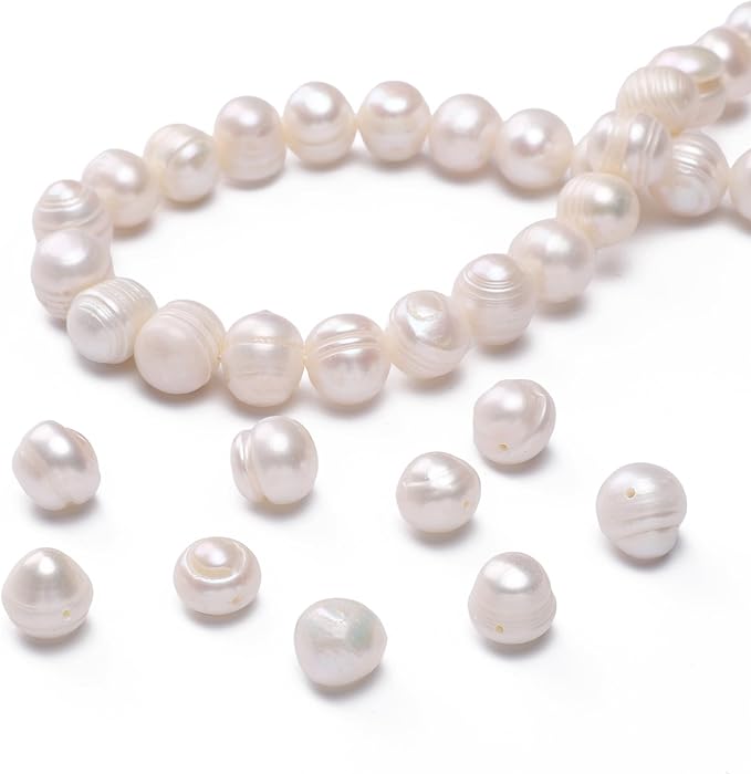 Natural Pearl Beads Potato 10-11mm White Freshwater Cultured Loose Gemstone Beads for DIY Jewelry Making 13.8''/Strand HQ