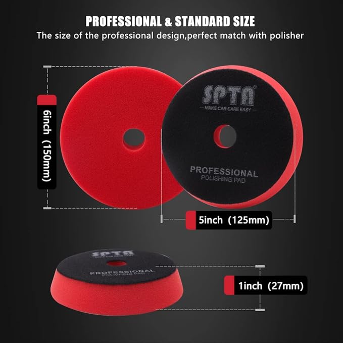 Buffing Polishing Pads, 5'' Orbital Buffer Pads Hook and Loop Buffing Pads, Foam Polish Pad 5 Grits From Coarse to Fine for 5 Inch DA Rotary polisher and Air Polisher Compounding, Polishing and Waxing
