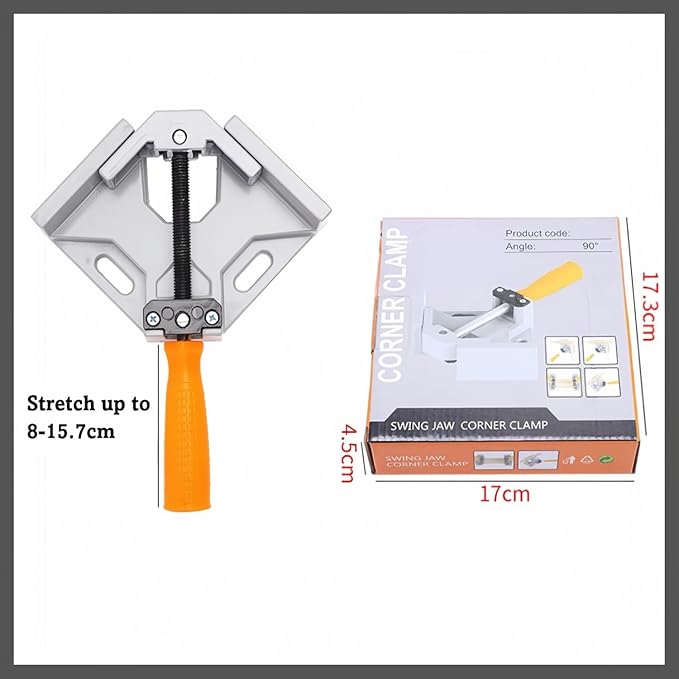 Durable Sturdy Right Angle Clamp 90°, Multi Function Right Angle Clamp with Skid Handle for Woodworking, Aluminum Alloy Adjustable Swing Jaw, Tools for Assembly Alignment Welding Picture (2, A.)