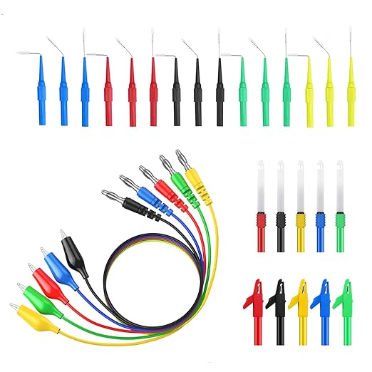 30PCS Back Probe Kit Automotive with Banana Plug Test Leads, Copper Alligator Clips, Insulation Wire Piercing Probes & Stainless Steel Back Probe Pins, Multi-Angle Diagnostic Test Wires for Car Repair