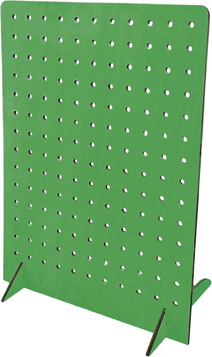 Torched Pegboard Display Stand for Jewelry, Craft Shows, Selling, Vendor Events, Tools, Peg Board Accessories Rack Organizer, XL 11.75" L x 4.3" W x 15.75" H, Green