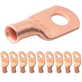 SELTERM 10pcs 8 AWG - 1/4" Stud (Wide Pad) - Battery Lugs, Heavy Duty Wire Lugs, Ring Terminals, Battery Cable Ends,8 Gauge Terminals, UL Bare Copper Eyelets Electrical Battery Terminal Connectors