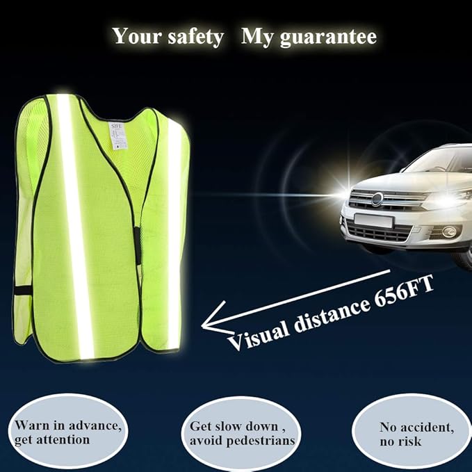 SIFE 10 Pack High Visibility Reflective Safety Vest,Made from Breathable and Neon Yellow Mesh Fabric,light weight for Man and Woman(Yellow-Black, 10 pack)