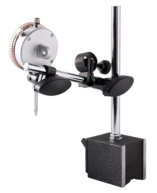 Accusize Industrial Tools 0-1'' by 0.001'' Dial Indicator with Magnetic Base Set, 60 Kg Capacity, Eg00-1038