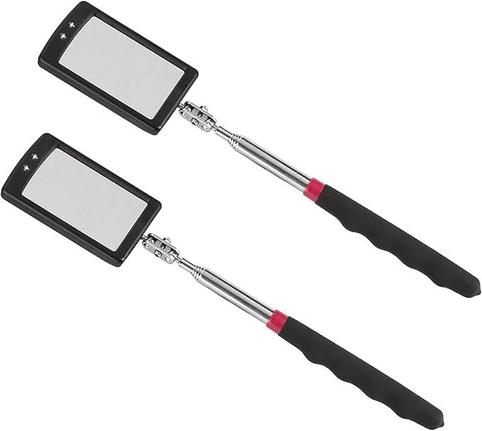 Inspection mirror telescoping with light Mirror practical addition to car repair, and anyone's toolbox Inspection Tool for Checking Vehicle, and Other Small Parts Extended (Inspection mirror-2PCS)