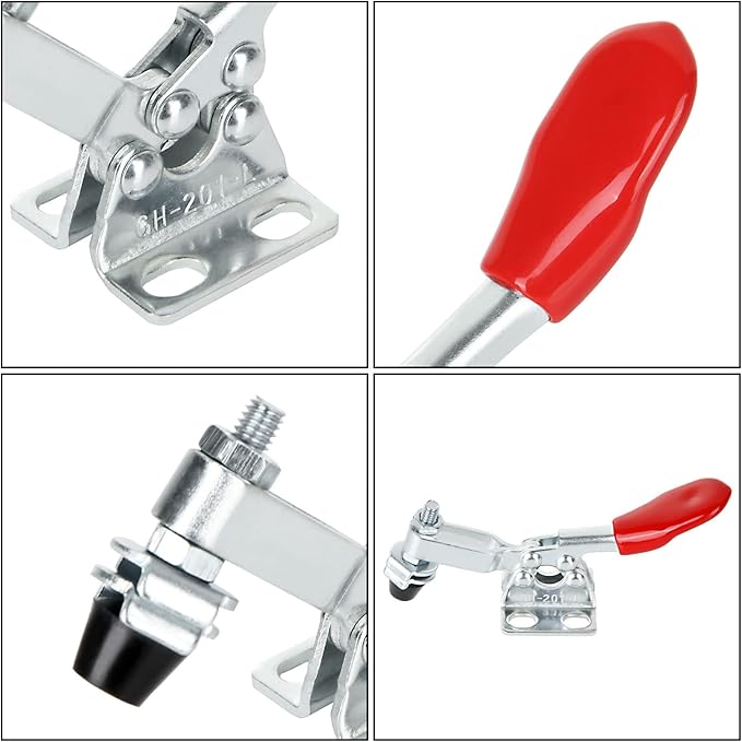 Acrux7 16 Pack Toggle Clamp, Small Toggle Clamps 60lb Holding Capacity 201-L Horizontal Adjustable Toggle Clamp Quick Release Hold Down Clamps for Woodworking, Smoker, Doors, Cabinets, Tool Boxes