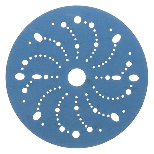 3M AMAPR Hookit 3M Blue Abrasive Discs 36180, Multi-Hole, Featheredging, Primer Sanding, Paint Preparation, 6 in, 320 Grade, 50 Discs/Carton