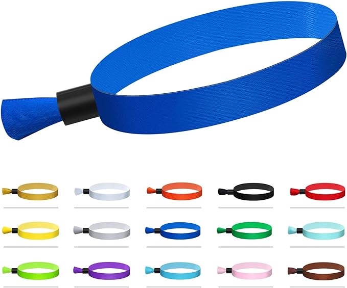 100 Colored, Lightweight Disposable Wristbands - Concert, Club & Event Entrance (Blue)