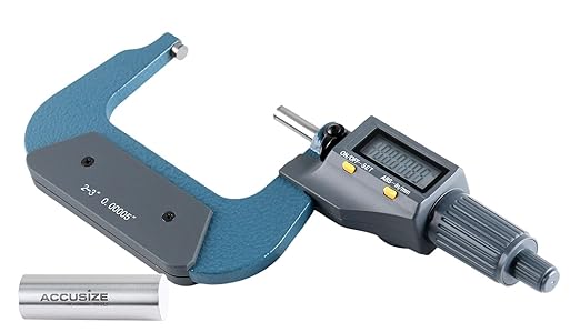 Accusize Industrial Tools 2-3''/50-75mm by 0.00005'' 2 Keys Electronic Digital Outside Micrometer, Md71-0003