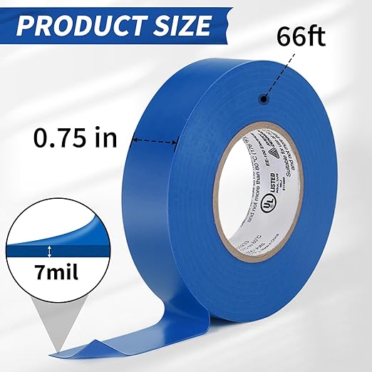 Avery Dennison Electrical Tape, General Use PVC Electric Tape, UL/CSA Listed Insulating Vinyl Tape for Electrical, Repairs, Automotive and Equipment, EE-100, ¾ in x 66 ft, Blue, 1 Roll