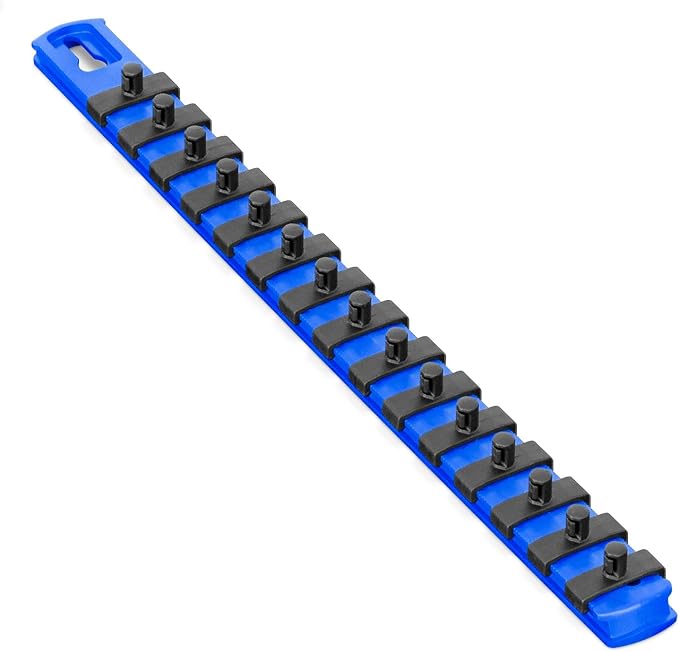 Ernst Manufacturing 13-Inch Magnetic Socket Organizer with 15 1/4-Inch Twist Lock Clips, Blue - 8417M-Blue-1/4
