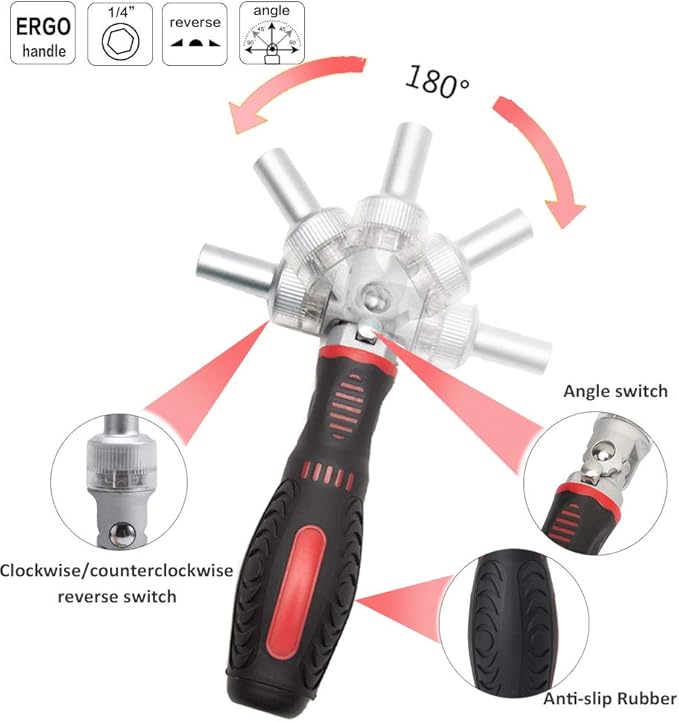 61 in 1 Ratcheting Screwdriver Set, Magnetic Screwdriver Bit Set with Rotatable Ratchet Handles, Sockets & Bits, Household Repair Tool Kits for Computers, Electronic Devices, Furniture