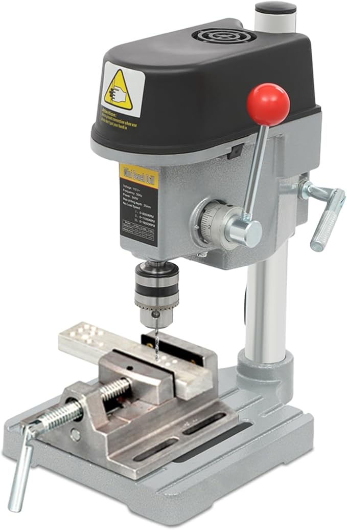340W Portable Bench Drill Press, 50HZ Brushed Pure Copper Motor Mini Drilling,Corded Mini Table Drill with 3-Level Speed,High-Precision 0.98 Inch Depth Tabletop Drilling Machine